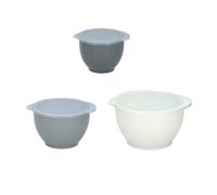 3 Piece Mixing Bowl Set Plastic With Pouring Lip Lids Baking