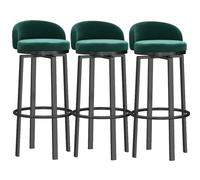 3-Piece Modern Velvet Upholstered Bar Stool Set with Low Back Legs for Kitchen Island, Dining Room, Bar, or Coffee Shop -