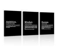 3 Piece Motivational Wall Art Canvas Set of 3 Wall Art Ambition Mindest Success 12'' x 16'' Wall Inspirational - Modern Home Incentive Framed Canvas Ready to Hang Pictures