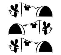 3 Piece Mouse-Themed Wall Decal Set - Adorable Mouse Hole & Washing Clothes Art for Home Decor | Removable Vinyl Stickers for Walls & Skirting Boards (Cute Design)