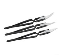 3-Piece Non-Conductive Ceramic Reverse Tweezers Set - Anti-Static, Heat-Resistant (up to 1000°C), Zirconia-Tipped, for Electronics