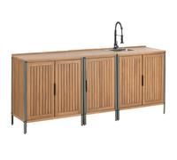 3 Piece Outdoor Kitchen Set with Sink IVREA Certified Acacia Wood Brown/ Black