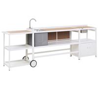Beliani 3 Piece Outdoor Kitchen Set With Sink Ortisei White Metal