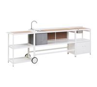 Beliani 3 Piece Outdoor Kitchen Set With Sink Ortisei Metal White, White