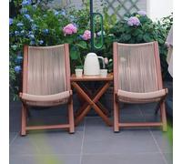3-Piece Outdoor Patio Bistro, Ergonomic Reclining Adirondack Chairs with Pillows & Foldable Side Table, Heavy-Duty Patio Furniture Set, for Garden, Deck & Backyard