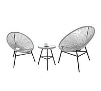 3-Piece Outdoor Patio Furniture Set - All-Weather Acapulco Bistro Set with Glass Top Table & 2 Chairs Eco-Friendly PE Rattan Perfect for Garden Poolside & Balcony Conversations