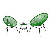 3-Piece Outdoor Patio Furniture Set All-Weather Acapulco Bistro with Glass Top Table & 2 Chairs Eco-Friendly PE Rattan Conversation Set for Garden Poolside Balcony
