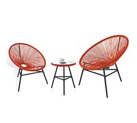 3-Piece Outdoor Patio Furniture Set - Eco-Friendly PE Rattan All-Weather Acapulco Bistro Set with Glass Top Table & 2 Chairs - Perfect for Garden Poolside Balcony Conversations