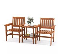 3 Piece Outdoor Wood Bistro Table and Chairs Wyld and Coco Natural 1 Pack