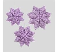 3-Piece Paper Snowflake Hanging Ornaments Set with Origami Design for Seasonal Window and Wall Decoration Lightweight and Easy to Hang (Purple)