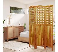 3-Piece Paravent Room Divider Made of Solid Acacia Wood 121.5 x 2 x 180 cm Foldable Freestanding Folding Privacy Screen Divider for Living Room Bedroom Office and Garden