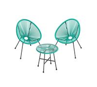 3-Piece Patio Acapulco Chairs with Table, Green