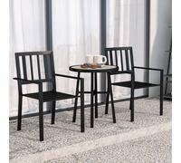 3 Piece Patio Bistro Set, 2 Stackable Chairs, PSPC Table top, Garden Furniture