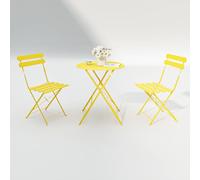 3-Piece Patio Bistro Set - Folding Chairs & Table Rust-Resistant Metal for Outdoor Dining Garden Balcony Deck - Stylish & Furniture