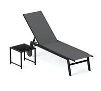 3 Piece Patio Chaise Lounge Set with Tempered Glass Table and Wheels - TJ Hughes