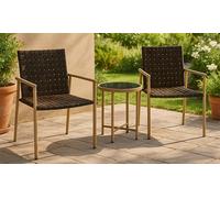 3-Piece Patio Rattan Effect Wicker Bistro Set with Table