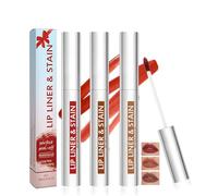 3 Piece Peel Off Lip Liner Stain Set, Removable Lip Tint Tattoo with Highly Pigmented Colour, Waterproof & Long-Lasting, Transferproof & Smudgeproof Lip Makeup, Red Brown, Coffee, Cocoa Colours