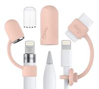 [3-Piece] PencilCozy Combo Pack Cozy The Original Apple Pencil Cap Holder/Keeper/Tether, Compatible Apple iPad Pro 6th Generation iPencil Charger/Nib Accessories | Case Friendly Design (Pink Sand)
