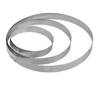 3 Piece Perforated Tart & Crumpet Ring Set | 10cm, 15cm, 20cm Stainless Steel Baking Moulds | 2cm High, 0.8mm Thick | for Professional Pastry & English Crumpets