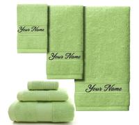 3 Piece Personalised Embroidered Towel Set - Custom Name/Monogram Luxury 100% Cotton Washcloth Hand and Bath towel Soft Absorbent Valentine’s Gift for Couples/Adults/Kids | Unique Wedding/Birthday