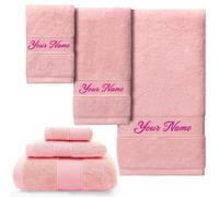 3 Piece Personalised Embroidered Towel Set - Custom Name/Monogram Luxury 100% Cotton Washcloth Hand and Bath towel Soft Absorbent Valentine’s Gift for Couples/Adults/Kids | Unique Wedding/Birthday