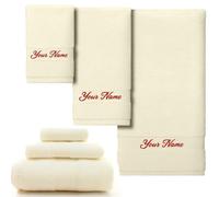 3 Piece Personalised Embroidered Towel Set - Custom Name/Monogram Luxury 100% Cotton Washcloth Hand and Bath towel Soft Absorbent Valentine’s Gift for Couples/Adults/Kids | Unique Wedding/Birthday