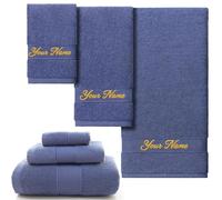 3 Piece Personalised Embroidered Towel Set - Custom Name/Monogram Luxury 100% Cotton Washcloth Hand and Bath towel Soft Absorbent Valentine’s Gift for Couples/Adults/Kids | Unique Wedding/Birthday