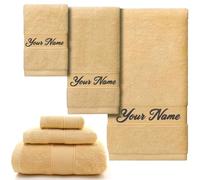 3 Piece Personalised Embroidered Towel Set - Custom Name/Monogram Luxury 100% Cotton Washcloth Hand and Bath towel Soft Absorbent Valentine’s Gift for Couples/Adults/Kids | Unique Wedding/Birthday