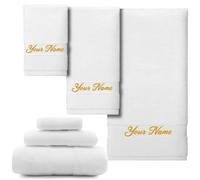 3 Piece Personalised Embroidered Towel with Custom Name or Monogram - Luxury Soft Bath Towel for Baby, Kids & Adults | Unique Wedding, Birthday Gift Idea 100% Cotton (White)