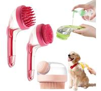 3 Piece Pet Bath Brush Set, Pet Dog Bath Brush with Soap Dispenser, Dog Bath/Shower Brush, Dog Grooming Massage Brush for Long and Short Hair Grooming Dog Washing Brush