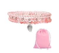 3 Piece Pink Stretch Stacking Bracelets - Faux Crystal Women's Clothing Accessories
