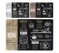 3-Piece Placemats Menu Design Rectangular Set Of 4 Plastic Restaurant Brochure Menu Italian Blackboard Placemats Menu Printed Chalkboard Italian Vintage Dining Table Mats (Menu - Burger/Taco - 3pc)