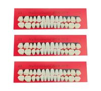 3-Piece Plastic Practice Teeth ，Acrylic Resin Denture Teeth, Temporary Tooth Filling & Repair Kit, A2 Shade for Upper & Lower Replacement, for Missing Loose Tooth