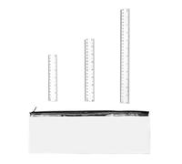 3-Piece Plastic Ruler Set, Clear Straight Ruler, 6, 8, 12 Inches 30cm 20cm 15cm Clear Ruler Kit with Free 32cm Clear Pencil Case