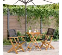 Garden Dining Set 5 Piece Table and Chair Poly Rattan and Solid Wood vidaXL