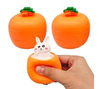 3-Piece Pop-Up Carrot Fidget Toys Set - Squishy Rabbit & Collapsible Carrot Stress Relief Toys for Kids & Adults, Fun Novelty Sensory Toys to Relieve Restlessness