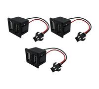 3-piece power socket with 2 double USB ports and lamp clip design