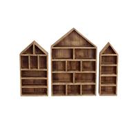 3 Piece Practical Wooden Curio Cabinet Collectible Wall Shelf