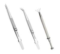 3-Piece Precision Jewelry Tool Set with Diamond Tweezers and Locking Mechanism for Small Objects and Electronic Components