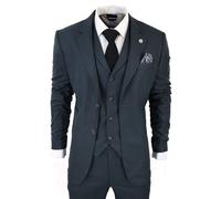 3 Piece Prince Of Wales Check Suit Infinity Leather Olive 38R