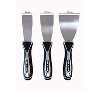 3-Piece Professional Spatula Set | 40 mm - 50 mm - 76 mm | Non-Slip Handle | Rustproof Stainless Steel | Painter's Spatula | Knife | Palette Knife | Scratches
