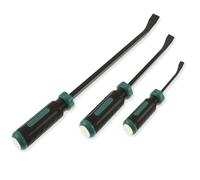 3-Piece Pry Bar Set, Includes 8", 12", and 18" Bars, Cr-V Steel with Strike Cap, Angled Tip Design, Black Oxide Finish, with Protective Caps for Prying, Demolition, and Auto Repair