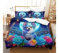 3 Piece Puppy Duvet Cover 3D Printed Chihuahua Soft Quilt Covers with 2 Pillow Bedding Set Bedroom Decor for Adults Kids Bedroom King（220x240cm）