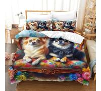 3 Piece Puppy Duvet Cover 3D Printed Chihuahua Soft Quilt Covers With 2 Pillowcases Bedding Set Bedroom Decor for Adults Kids Bedroom King（220x240cm）