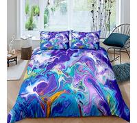 3 Piece Purple Marble Comforter Cover Set Double Size Abstract Marble Print Bedding Set for Kids Adults Soft Lightweight Turquoise Blue Marble Duvet Cover Set with 1 Duvet Cover and 2 Pillowcases