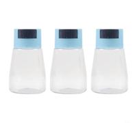 3 Piece Push Type Spice Dispenser Set for Salt Pepper and Ground Spices with Consistent Metering Output (Blue 3pcs)