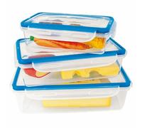 3-Piece Quick Clip Storage Containers With 4-Lock Closure Freezer Box