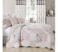 3 Piece Quilted Bedspread Printed Patchwork Comforter Set Coverlet Quilt Bed Throw Bedding Set with Oxford Pillow Shams (Meadow, King)
