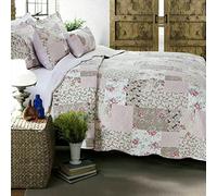 3 Piece Quilted Bedspread Printed Patchwork Comforter Set Coverlet Quilt Bed Throw Bedding Set with Oxford Pillow Shams (Zurich, Single)
