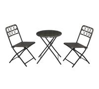 3-Piece Rattan Wicker Bistro Set with Easy Folding